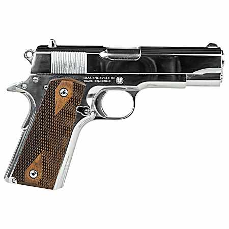 SDS Imports 10100112 1911A1 Desperado 38 Super/9mm Luger 9+1 4.25 Hard Chrome Plated Barrel, High Polished Chomium Coated Serrated Steel Slide & Frame w/Beavertail, Checkered Wood Grips