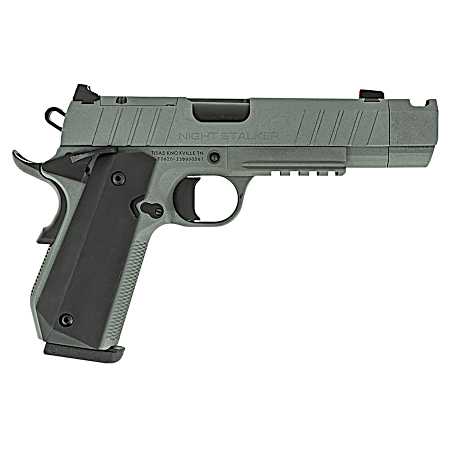 Tisas 10100133 1911 Night Stalker Carry Frame 9mm Luger 10+1 4.25 Black Cerakote Bull Barrel, Gray Cerakote Serrated Steel Slide, Gray Cerakote Steel Frame w/Beavertail & Picatinny Rail