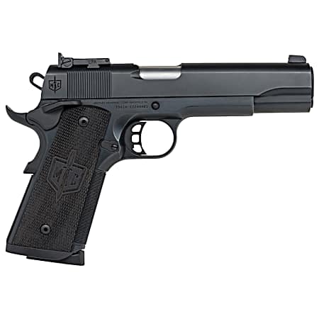 MAC 10100536 1911 JSOC 45 ACP 8+1, 5 Stainless Target w/11 Degree Crown Barrel, QPQ Tennifer Cerakote Serrated Steel Slide & Frame w/Checkered Front Strap & Beavertail, Turkish Walnut w/Logo Grip