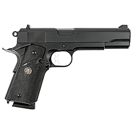 MAC 10100575 1911 Meusoc Full Size Frame 45 ACP 8+1 5 Black Target Crown Barrel, QPQ Tenifer Cerakote Steel Serrated Slide, QPQ Tenifer Cerakote Steel Frame w/Beavertail, Black Pachmayr Grip