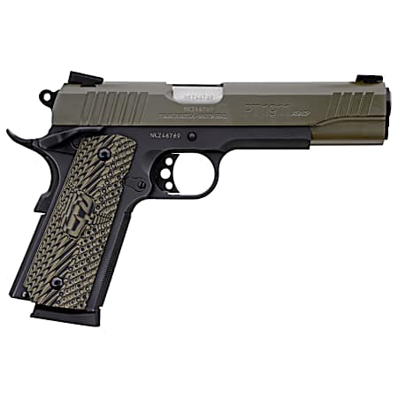 Taurus 1191101MGVZ 1911  45 ACP 8+1 5 Barrel, Matte Black Finish Beavertail Frame, Serrated Mil-Spec Green Cerakote Slide & Brown VZ Operator II Grip