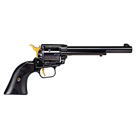 Heritage Mfg RR22B4-GLD Rough Rider  22 LR 6 Shot 4.75 Black Oxide Alloy Steel Barrel, Black w/Gold Accents Zinc Alloy Frame, Black Oxide Cylinder, Black Laminate Wood Grip