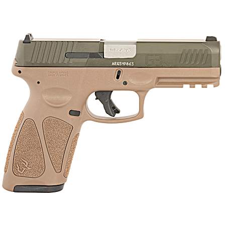 Taurus 1-G3B94BB G3  Full Size Frame 9mm Luger 17+1 4 Stainless Steel Barrel, Mil-Spec Green Cerakote Stainless Steel Serrated Slide, Brown Polymer Frame w/Picatinny Rail