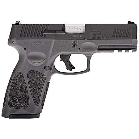 Taurus 1G3B941G15 G3  Full Size Frame 9mm Luger 15+1 4 Matte Stainless Steel Barrel, Matte Black Tenifer Cerakote Serrated Steel Slide, Gray Polymer Frame w/Picatinny Rail, Polymer Grip, Right Hand