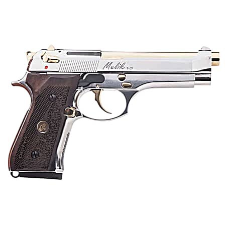 Derya Firearms 10L.MELIK9.NG.TR Melik  9mm Luger 10+1 4.90 Gold TiN Steel Barrel, Black Melonite Serrated Steel Slide,  Black Aluminum Frame, Black Polymer Grip
