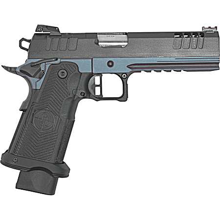 Great Lakes Firearms GL1911DS9FSSBLU 1911 DS Synergy 9mm Luger 20+1 5 Optic Cut/Serrated Cerakote Black Molded Grip Blue Titanium Frame