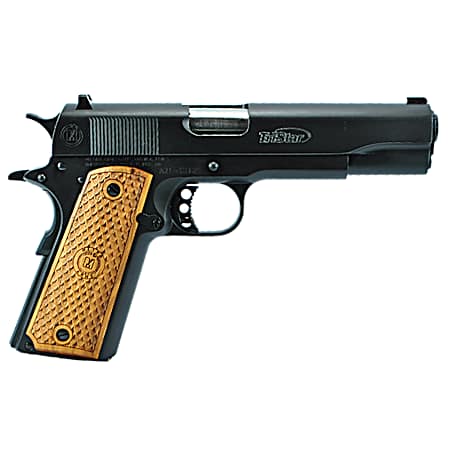 TriStar 85607 American Classic Government 1911 38 Super 9+1, 5 Stainless Steel Barrel, Blued Serrated Steel Slide, Blued Steel Frame w/Beavertail, Wood Grip