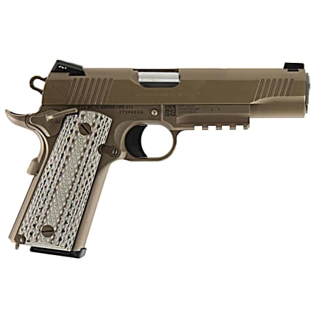 Colt Mfg O1070M45 M45AI Marine 1911 45 ACP 7+1 5 Stainless National Match Barrel, Brown Decobond Serrated Stainless Steel Slide & Frame w/Picatinny Rail, Desert Tan G10 Grip, Ambidextrous