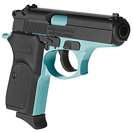 Bersa T380BLM8 Thunder  Micro-Compact Frame 380 ACP 8+1, 3.50 Robin Egg Blue Cerakote Steel Barrel, Matte Black Serrated Steel Slide, Robin Egg Blue Cerakote Aluminum Frame
