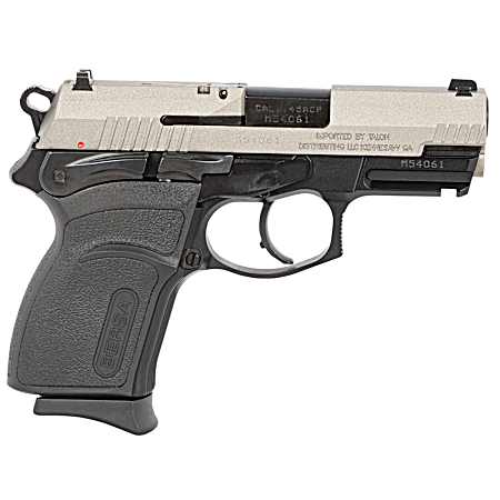 Bersa TPR45CDT TPRC  Compact Frame 45 ACP 7+1, 3.50 Black Steel Barrel, Nickel Cerakote Serrated Steel Slide, Matte Black Aluminum Frame w/Picatinny Rail, Ambidextrous