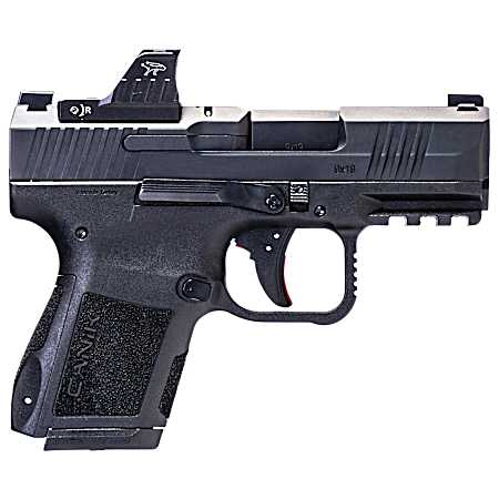 Canik HG7620VN Mete MC9 9mm Luger 15+1, 3.18 Black Steel Barrel, Black Tenifer Cerakote Optic Ready/Serrated Steel Slide, Black Polymer Frame w/Picatinny Rail, MeCanik M01 Red Dot