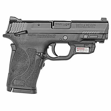 Smith & Wesson 12438 M&P Shield EZ M2.0 9mm Luger 8+1 3.67 Barrel,  Black Polymer Frame With Picatinny Acc. Rail, Armornite Stainless Steel Slide, Manual Safety Includes Crimson Trace Red Laserguard