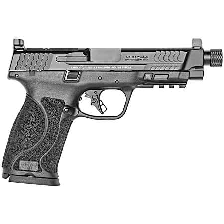 Smith & Wesson 13586 M&P M2.0  Full Size 45 ACP 10+1, 5.12 Black Armornite Steel Threaded Barrel & Optic Ready/Serrated Slide, Matte Black Polymer Frame w/Picatinny Rail