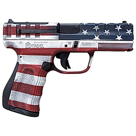 Citadel CITCP9USA Centurion CP9 Compact Frame 9mm Luger 14+1, 4 Black Steel Barrel, American Flag Cerakote Optic Ready/Serrated Steel Slide, Polymer Frame & Grip