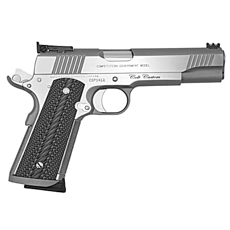 Colt Mfg O1070CS Custom Competition 45 ACP 8+1 5 Stainless National Match Barrel, Stainless Steel Serrated Slide & Frame w/Beavertail, Black G10 Grip, Ambidextrous