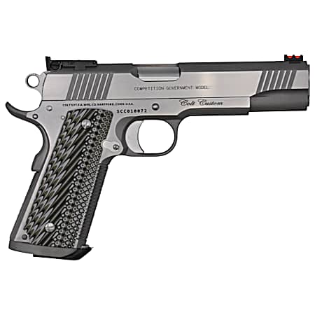 Colt Mfg O1073CS Custom Competition 38 Super 9+1 5 Stainless National Match Barrel, Brushed Stainless Steel Serrated Slide & Frame w/Beavertail, Black G10 Grip, Ambidextrous