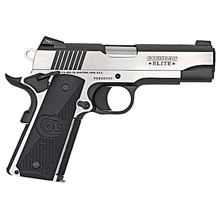 Colt Mfg O4082CE Combat Elite Commander 9mm Luger 8+1 4.25 Stainless Steel Barrel, Two-Tone Serrated Stainless Steel Slide & Frame w/Beavertail, Black Scalloped G10 Grip, Ambidextrous