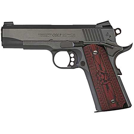 Colt Mfg O4943XE Commander Combat 38 Super 9+1 4.25 Stainless Steel Barrel, Blued Serrated Carbon Steel Slide, Blued Steel Frame, Black Cherry G10 Grip