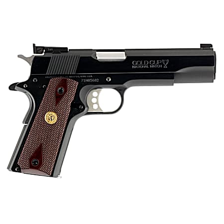 Colt Mfg O5872A1 Gold Cup National Match 9mm Luger 9+1, 5 Stainless National Match Barrel, Blued Serrated Carbon Steel Slide & Frame w/Beavertail, Walnut Grip, Ambidextrous