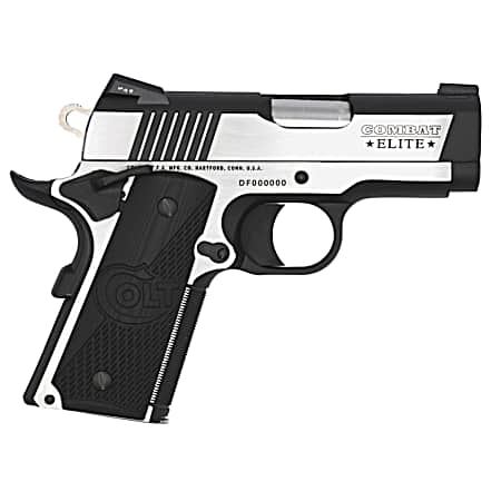 Colt Mfg O7080CE Combat Elite Commander Compact Frame .45 ACP 8+1, 3 Stainless Steel Barrel, Two-Tone Serrated Stainless Steel Slide & Frame w/Beavertail, Black Scalloped G10 Grip, Ambidextrous