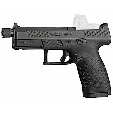 CZ-USA 91513 P-10 C  Compact Frame 9mm Luger 17+1 4.02 Black Steel Threaded Barrel Black Nitride Optic Ready/Serrated Steel Slide Black Polymer Frame w/Picatinny Rail