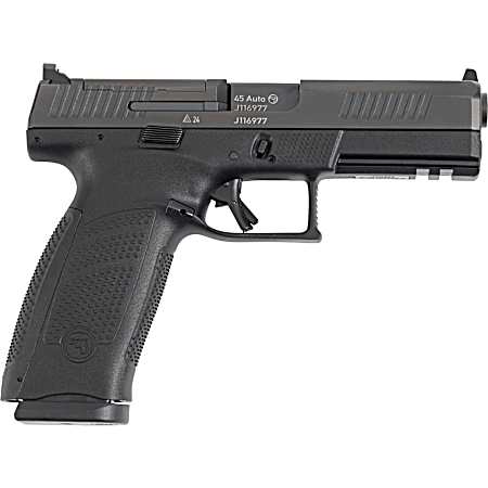 CZ-USA 91591 P-10 F Full Size Frame 45 ACP 13+1 4.50 Black Steel Barrel, Optic Ready/Serrated Black Polymer Frame w/Picatinny Rail, Textured Grip
