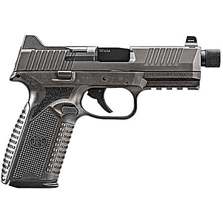 FN 66-101952 510 Tactical 10mm 22+1 4.71 Black Steel Threaded Barrel, Gray PVD Optic Cut/Serrated Stainless Steel Slide & Polymer Frame w/Picatinny Rail, Interchangeable Backstrap Grip