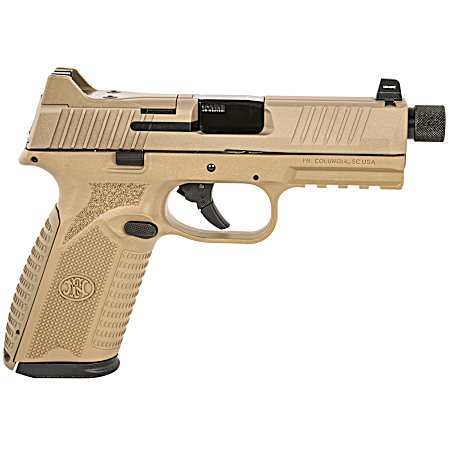 FN 66101376 510 Tactical Full Size Frame 10mm Auto 22+1, 4.71 Black Target Crown Steel Barrel, Flat Dark Earth PVD Optic Cut/Serrated Steel Slide & Polymer Frame w/Picatinny Rail, Ambidextrous