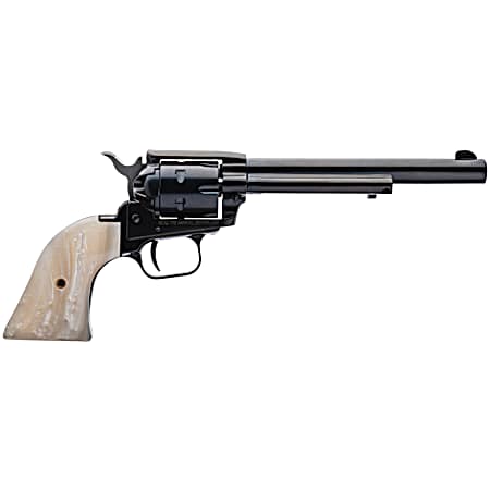 Heritage Mfg RR22MB6PRL Rough Rider  22 LR 22 WMR 6 Shot 6.50 Black Barrel, Cylinder & Frame, Altamont White Pearl Grips