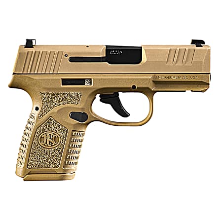 FN 66101413 Reflex  Micro-Compact Frame 9mm Luger 10+1, 3.30 Black Target Crown Steel Barrel, Flat Dark Earth PVD Serrated Steel Slide, Flat Dark Earth Polymer Frame w/Picatinny Rail, Ambidextrous