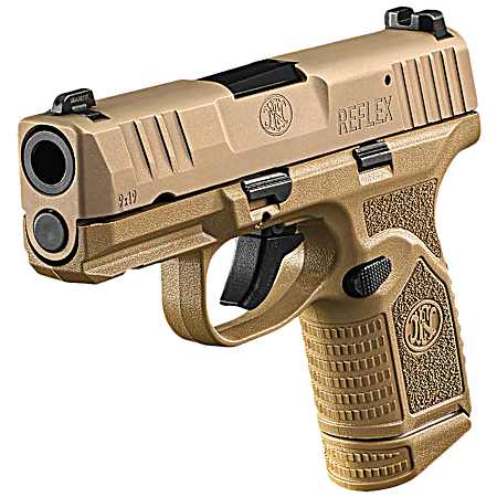 FN 66101417 Reflex  9mm Luger 15+1 11+1 3.30 Micro-Compact Frame Flat Dark Earth PVD Serrated Steel Slide w/Picatinny Rail Stippled Grip Ambidextrous