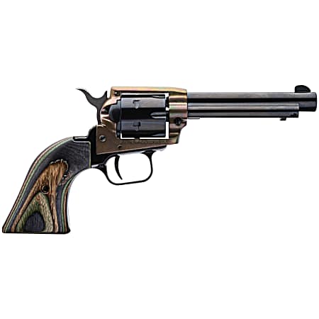 Heritage Mfg RR22MCH4 Rough Rider  22 LR/22 WMR 6 Shot, 4.75 Black Steel Barrel & Cylinder Simulated Case Hardened Zinc Alloy Frame, Camo Laminate Grip, Hammer/Thumb Safety, Exposed Hammer