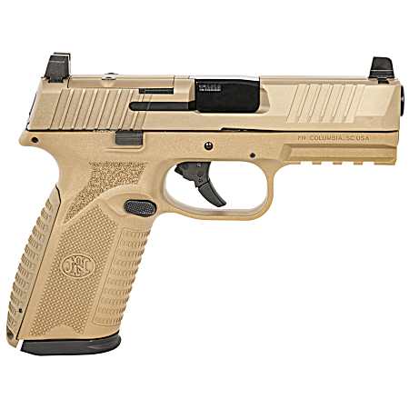 FN 66101382 510 MRD Full Size 10mm Auto 10+1, 4.10 Black Target Crown Steel Barrel, Flat Dark Earth PVD Optic Cut/Serrated Steel Slide & Polymer Frame w/Picatinny Rail, Ambidextrous