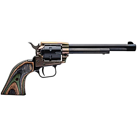 Heritage Mfg RR22MCH6 Rough Rider  22 LR/22 WMR 6 Shot, 6.50 Black Steel Barrel & Cylinder, Simulated Case Hardened Zinc Alloy Frame, Camo Laminate Grip, Hammer/Thumb Safety, Exposed Hammer