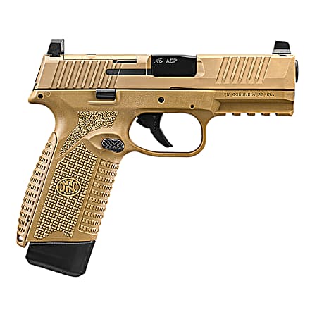FN 66101390 545 MRD Full Size 45 ACP 10+1 4.10 Black Hammer Forged/Target Crown Barrel/ Flat Dark Earth Optic Cut/Serrated Slide/Flat Dark Earth Polymer Frame w/Picatinny Rail, Ambidextrous