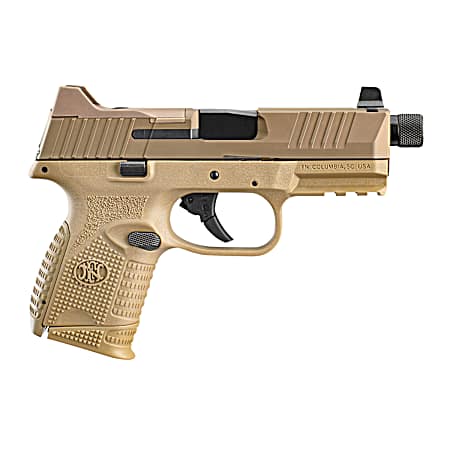 FN 66100780 509C Tactical Compact Frame 9mm Luger 12+1/24+1, 4.32 Black Steel Threaded Barrel, Flat Dark Earth Optic Cut/Serrated Steel Slide & Polymer Frame w/Picatinny Rail, Ambidextrous
