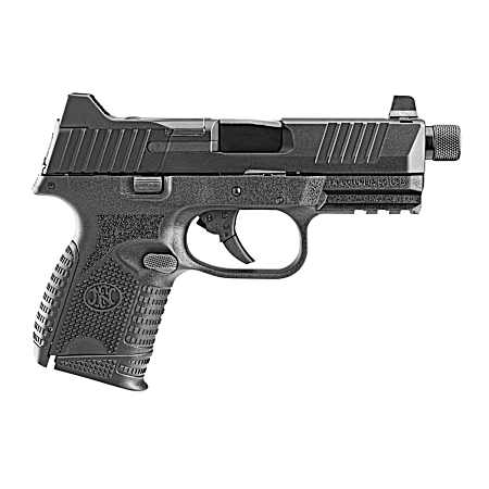 FN 66100782 509CT w/Optic Compact 9mm Luger 12+1/24+1, 4.32 Black Steel Threaded Barrel, Black PVD Optic Cut/Serrated Stainless Steel Slide, Black Polymer Frame w/Picatinny Rail
