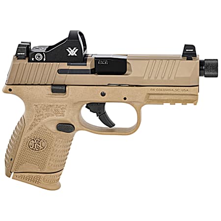 FN 66100797 509 Compact Tactical 9mm Luger 4.32 Threaded Barrel, 12+1/24+1, FDE Polymer Frame w/Mounting Rail, Optic Cut FDE Stainless Steel Slide, Includes Viper Red Dot