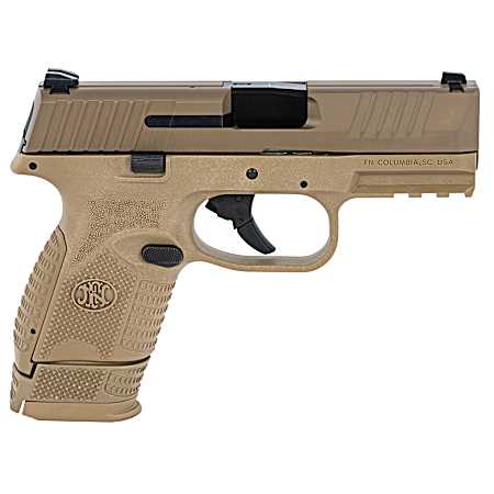 FN 66100818 509 Compact 9mm Luger 3.70 Barrel 12+1 Or 15+1, Flat Dark Earth Polymer Frame With Mounting Rail, Flat Dark Earth Stainless Steel Slide,  No Manual Safety