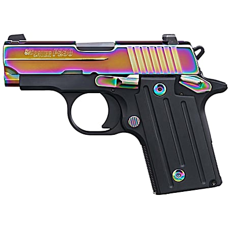 Sig Sauer 238380RBT2 P238  Micro-Compact Frame 380 ACP 6+1 2.70 Black Steel Barrel, High Polished Rainbow Titanium PVD Serrated Stainless Steel Slide, Black Anodized Alloy Steel Frame, Polymer Grip