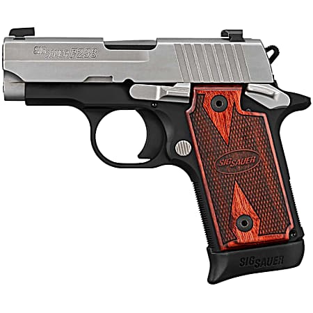 Sig Sauer 238380TXR3 P238 Two-Tone 380ACP 6/7rds 2.70 Stainless Bead Blast Slide Black Anodized Checkered Rosewood Grip