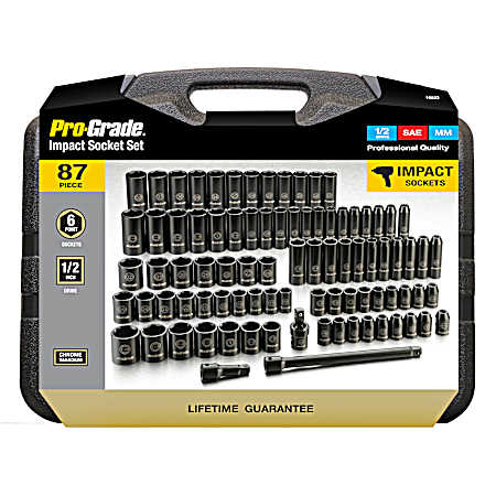 87 pc. 1/2 in. Drive SAE & Metric Impact Socket Set