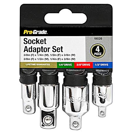 4 pc. Adaptor Set: 3/8 in. F x 1/4 in. M, 1/2 in. F x 3/8 in. M, 3/8 in. F x 1/2 in. M, 1/4 in. F x 3/8 in. M