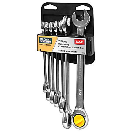 7 pc. SAE Ratcheting Combination Wrench Set - 5/16 in. - 3/4 in.