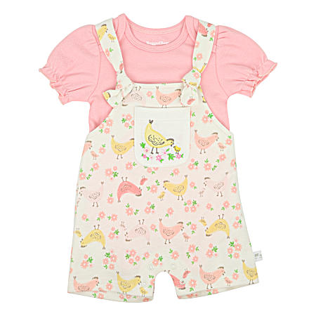 Infant Girls' Chick Short Sleeve Shortall Set - 2 Pc