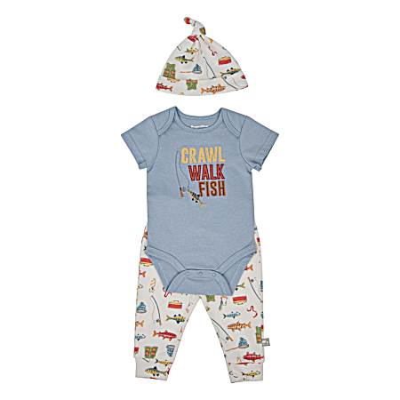 Infant Boys' Crawl Walk Fish Short Sleeve Jogger Set - 3 Pc