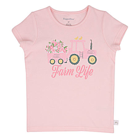 Toddler Girls' Pink Farm Life Short Sleeve Shirt