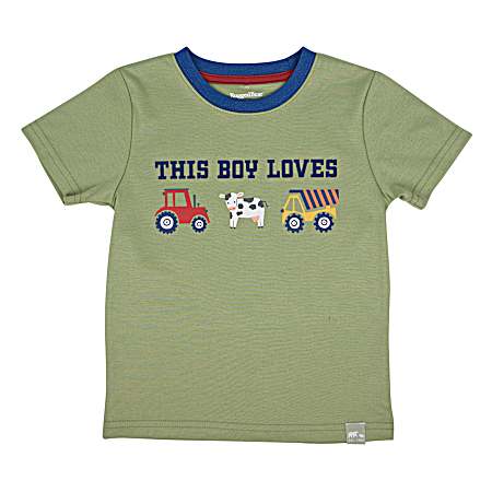 Toddler Boys' Green This Boy Loves Short Sleeve Shirt