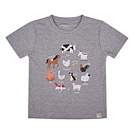 Toddler Boys' Medium Heather Farm Animals Short Sleeve Shirt