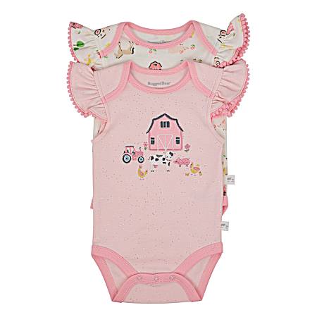 Infant Girls' Farm Short Sleeve Bodysuits - 2 Pk